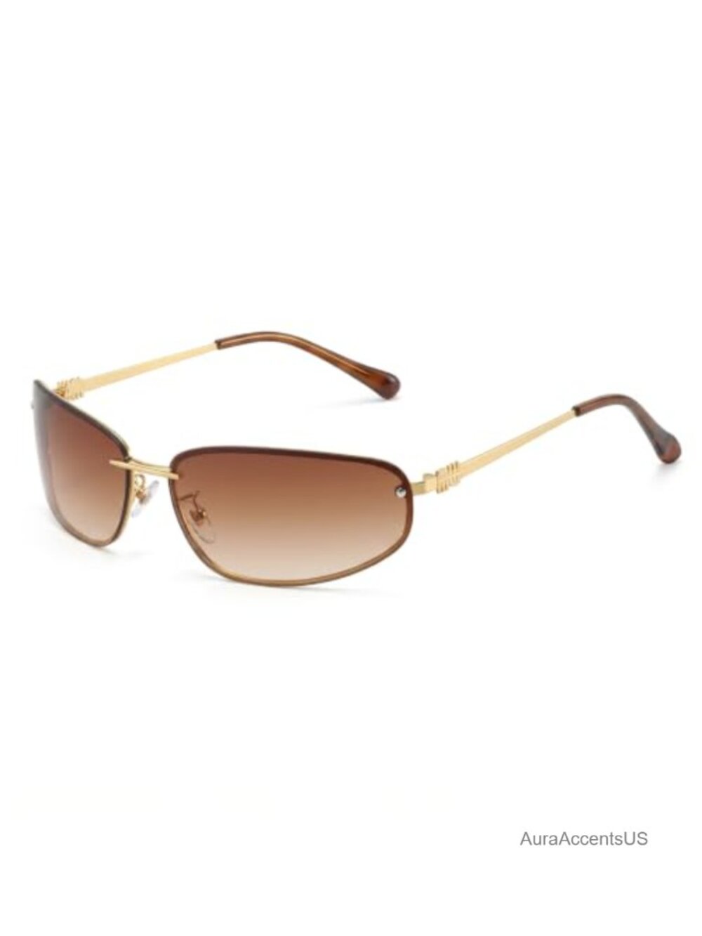 Retro Rectangle Y2K Sunglasses Metal Frame UV400 Wrap Around